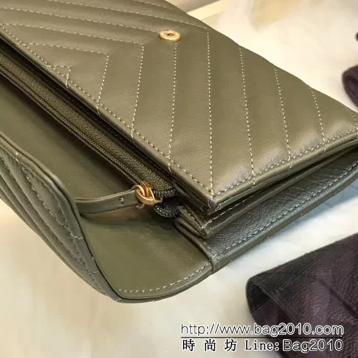 CHANEL香奈兒 古巴CU系列 cf長款錢包 進口鹿紋牛皮v格紋 復古鎏金扣 80758  DJC3174